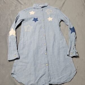 Scotch‎ R'Belle Dress Girls 12 Cotton Tunic Blue Star Chambrey Denim Pearl Snap